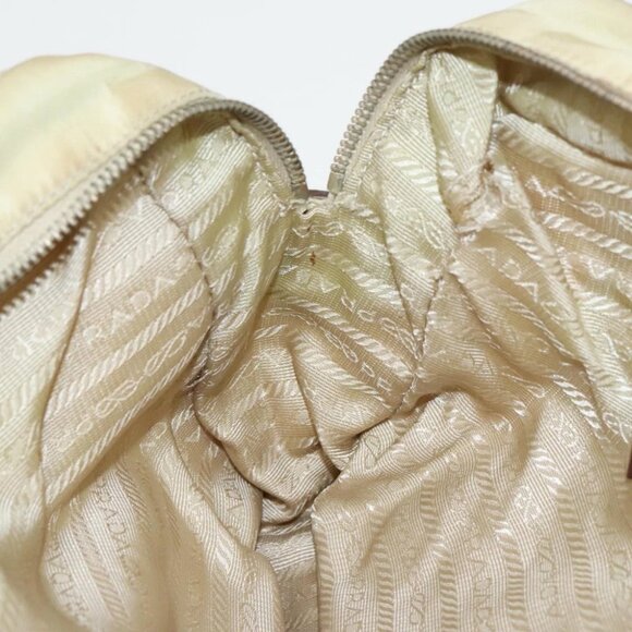 PRADA Hand Bag Nylon Beige Gold Auth 95369 - Picture 7 of 16